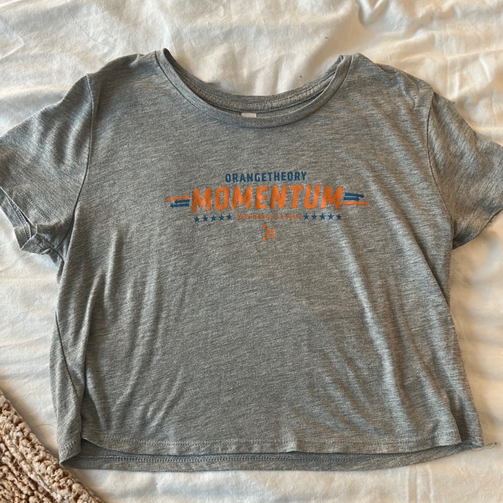 Orangetheory Gray and Orange Short Sleeve Tee